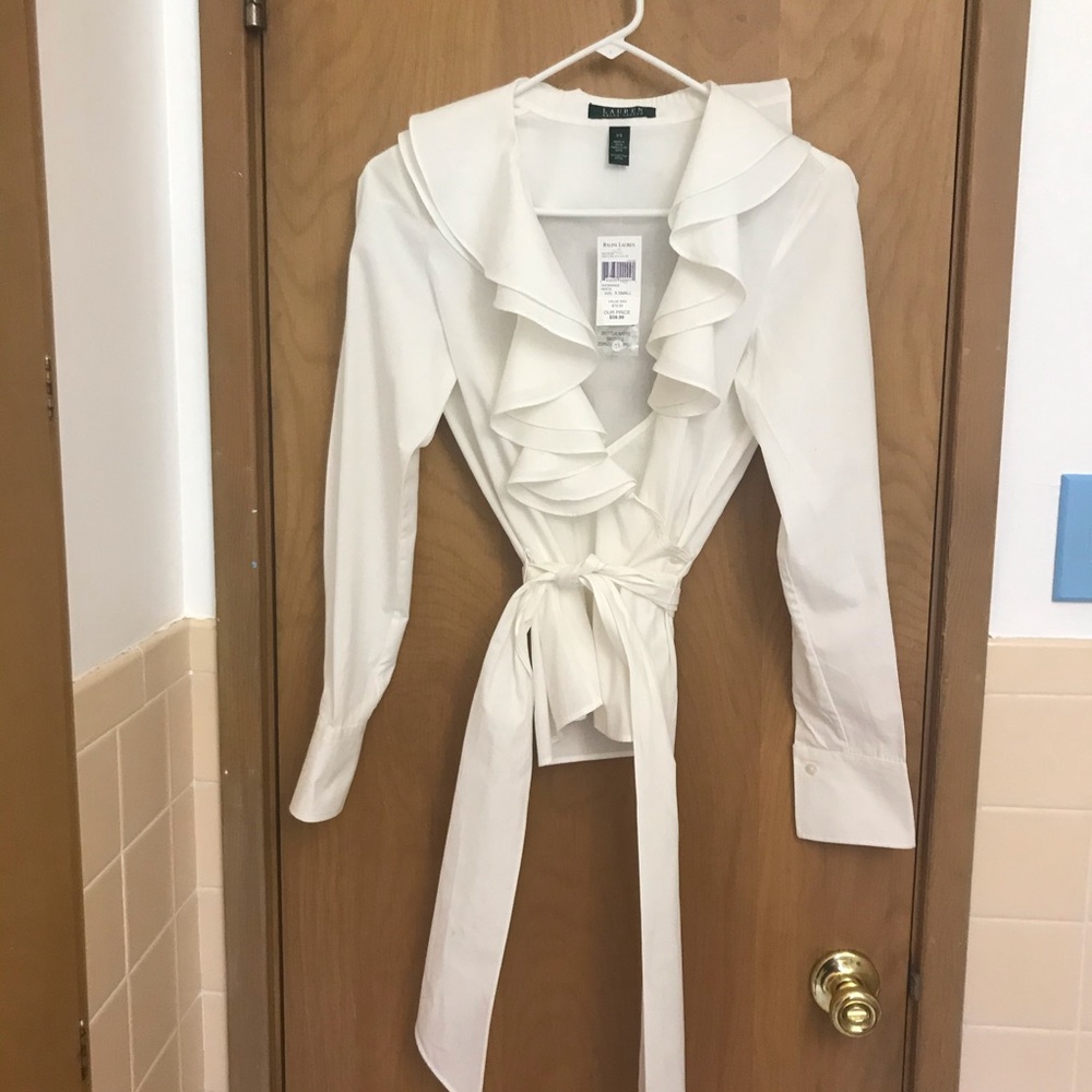 NWT Ralph Lauren Ruffled Wrap Blouse
